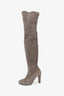 Stuart Weitzman Taupe Suede Thigh High Heeled Boots Size 7.5