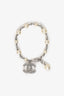 Pre-Loved Chanel™ 14C Silver Tone Pearl/Crystal CC Bracelet
