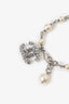 Pre-Loved Chanel™ 14C Silver Tone Pearl/Crystal CC Bracelet