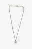 Pre-Loved Chanel™ F12 Silver Tone Double CC Crystal Pendant Necklace