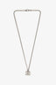 Pre-Loved Chanel™ F12 Silver Tone Double CC Crystal Pendant Necklace