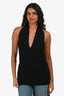 Almada Label Black Merino Wool/Cashmere Ribbed Halter Neck Top Size L