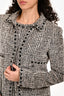 Pre-Loved Chanel™ White/Black Velvet Tweed Button Detailed Coat Size 38