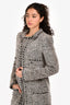 Pre-Loved Chanel™ White/Black Velvet Tweed Button Detailed Coat Size 38