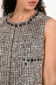 Pre-Loved Chanel™ White/Black Velvet Tweed Button Detailed Sleeveless Midi Dress Size 38