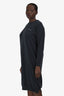Peserico Navy Wool/Cashmere/Silk Beaded Pocket Midi Long Sleeve Dress Size 12