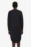 Peserico Navy Wool/Cashmere/Silk Beaded Pocket Midi Long Sleeve Dress Size 12