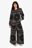 Zimmermann Black Paisely Print Silk Blouse + Pants Set with Belt Size 3