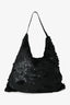 Dries Van Noten Black Sequin Leather Large Shoulder Bag with Pouch