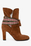 Etro Brown Suede Patterned Lace-Up Boots Size 38