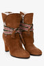 Etro Brown Suede Patterned Lace-Up Boots Size 38