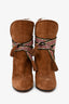 Etro Brown Suede Patterned Lace-Up Boots Size 38