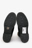 Fendi Black Leather Zucca Stretch Knit Combat Boots Size 37