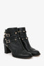 Valentino Black Grained Leather Rockstud Ankle Boots Size 37