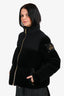 Moose Knuckles Black Velvet/Nylon Puffer Jacket Size L