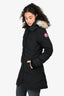 Canada Goose Black Down/Coyote Fur Trimmed Midi Jacket Size XS