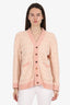 Fendi Pink Chenille FF Print V-Neck Cardigan Size 12 Kids
