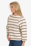 Toteme White/Black Striped Logo Embroidery Long Sleeve Top Size S