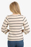 Toteme White/Black Striped Logo Embroidery Long Sleeve Top Size S
