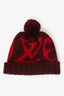 Louis Vuitton Red Monogram Knit Pom Pom Beanie