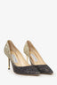 Jimmy Choo Gold/Black Glittery Pointes Heels Size 38
