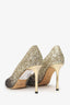 Jimmy Choo Gold/Black Glittery Pointes Heels Size 38