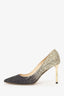 Jimmy Choo Gold/Black Glittery Pointes Heels Size 38