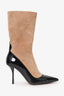 Alaia Black/Tan Patent Leather/Suede Pointed Ankle Boots Size 38