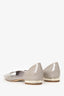 Pre-Loved Chanel™ Grey Patent Leather Pearl Embellished Heel Peep Toe Flats Size  38