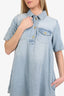 Ganni Denim Short Sleeve Mini Dress Size 34