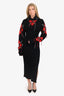 Sportmax Black/Red Knit Long Sleeve Mock Neck Long Dress Estimated Size S