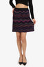 Missoni Black/Purple/Pink Knit Zig-Zag Mini Skirt Size 44