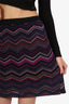 Missoni Black/Purple/Pink Knit Zig-Zag Mini Skirt Size 44