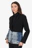 Desigual Black/Denim Single Breasted Blazer Size 42