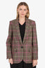 Zadig & Voltaire Brown/Pink Wool Check Blazer Size 36