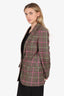 Zadig & Voltaire Brown/Pink Wool Check Blazer Size 36