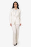 Veronica Beard White Satin Embellished Trim Single Breasted Blazer + Pants Size 2/4