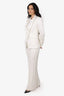 Veronica Beard White Satin Embellished Trim Single Breasted Blazer + Pants Size 2/4