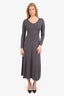 Lafayette Grey Sheer V-Neck Long Sleeve Dress Estimated Size S
