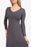Lafayette Grey Sheer V-Neck Long Sleeve Dress Estimated Size S