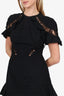 Zimmermann Black Eyelet Lace Puff Sleeve Mini Dress Size 2