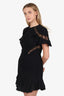 Zimmermann Black Eyelet Lace Puff Sleeve Mini Dress Size 2