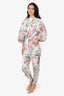 Zimmermann Cream/Pink Linen Floral Print Jumpsuit Size 1