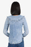 Ganni Blue Denim Ruffle Collar Top Size 32