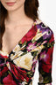 Blumarine Black/Multicolour Floral Print Off Shoulder Ruched Top Est. Size S