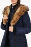 Mackage Navy Blue Coat With Fur Hood Size L