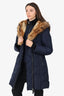 Mackage Navy Blue Coat With Fur Hood Size L