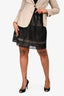 Christian Dior Black/Beige Silk Lace Midi Skirt Size 8