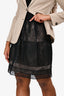 Christian Dior Black/Beige Silk Lace Midi Skirt Size 8
