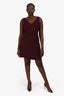 Prada Burgundy Wool Pleated Sleeveless Mini Dress Size 42